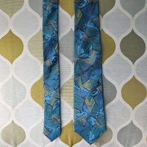 Vintage Charleston The Rack Men's Geometric 100%Silk Tie Blue 2.5 60's